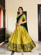 Parrot Color Weaving Work With Paithani Concept Cotton Silk Lehenga Choli